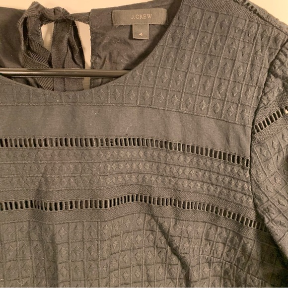 J Crew Shift Dress Eyelet Sz‎ 4 Black Classic Embroidered Flutter Sleeve Preppy - Picture 5 of 15